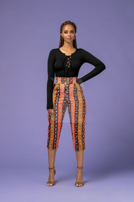 Clipkulture  High Waist African Print Pants With Bustier